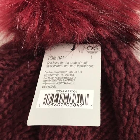 WEST LOOP BURGUNDY POM HAT - Picture 4 of 7